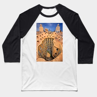 Vertigo on La Pedrera - Barcelona Baseball T-Shirt